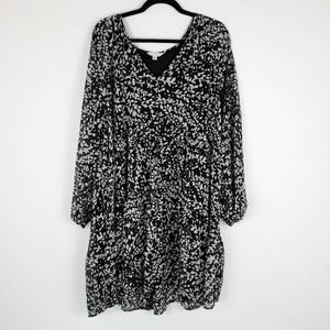 Time and Tru Black Leaf Print Dress